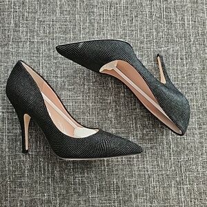 NWT Kate Spade Black Metal Dot Suede Heels